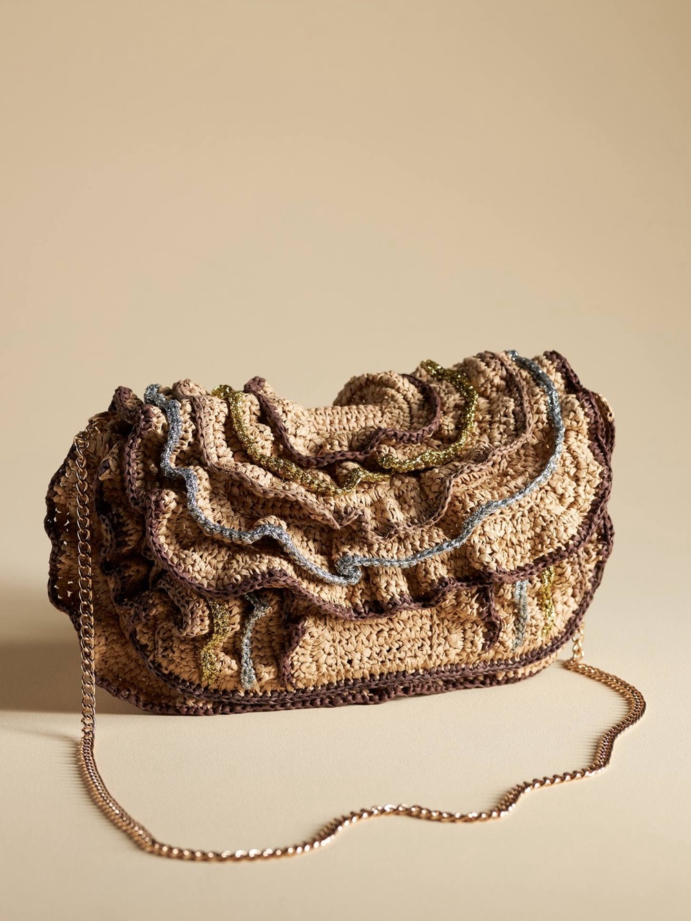 Anthropologie Maeve, Natural Ruffle Clutch